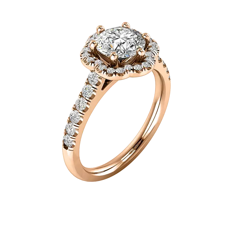 14K Rose Gold Cali Halo Engagement Ring