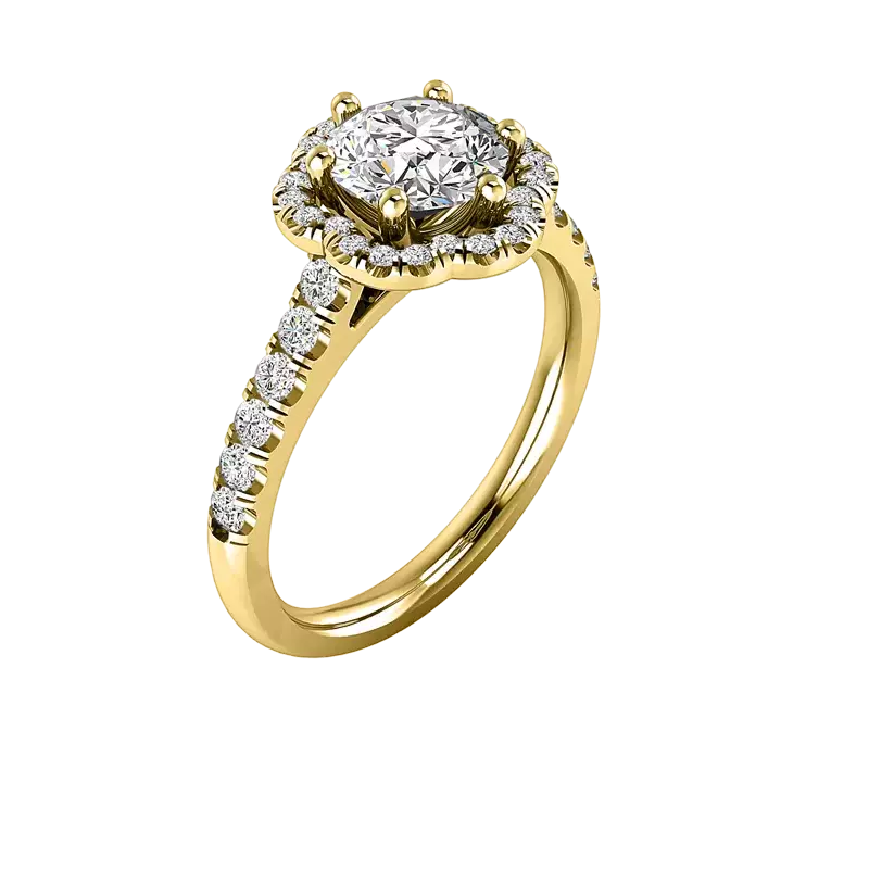 18K Yellow Gold Cali Halo Engagement Ring