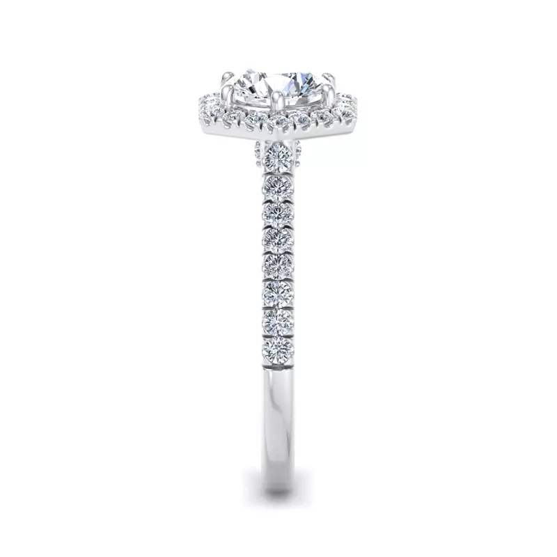 Platinum Lily Hexagon Frame Halo Engagement Ring