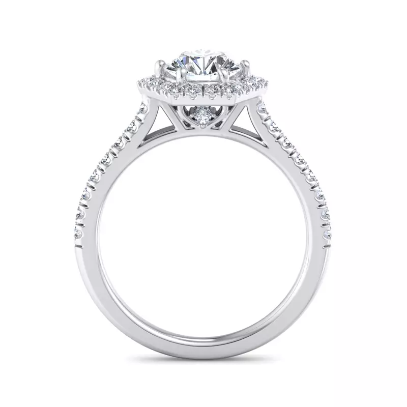 Platinum Lily Hexagon Frame Halo Engagement Ring