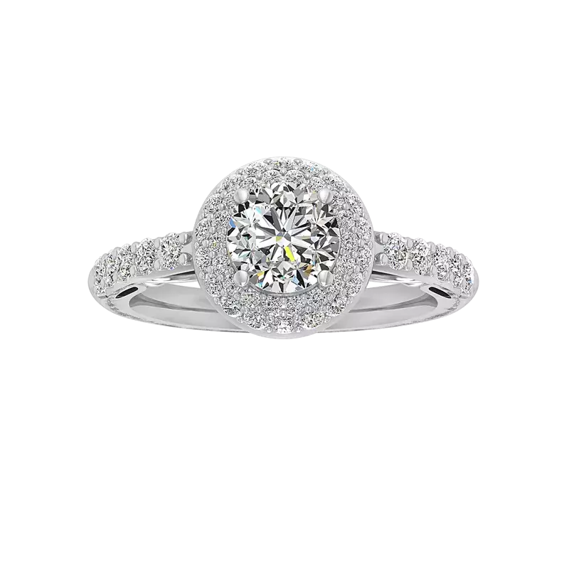 18K White Gold Leia Double Halo Engagement Ring