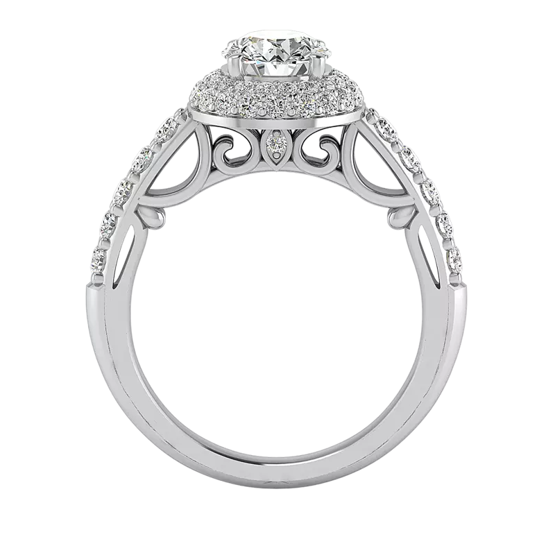 18K White Gold Leia Double Halo Engagement Ring