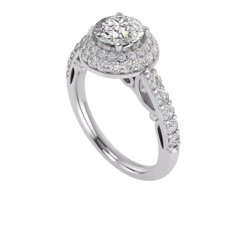 18K White Gold Leia Double Halo Engagement Ring