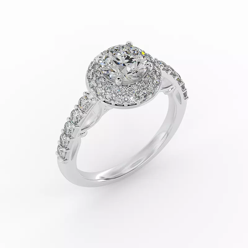 18K White Gold Leia Double Halo Engagement Ring