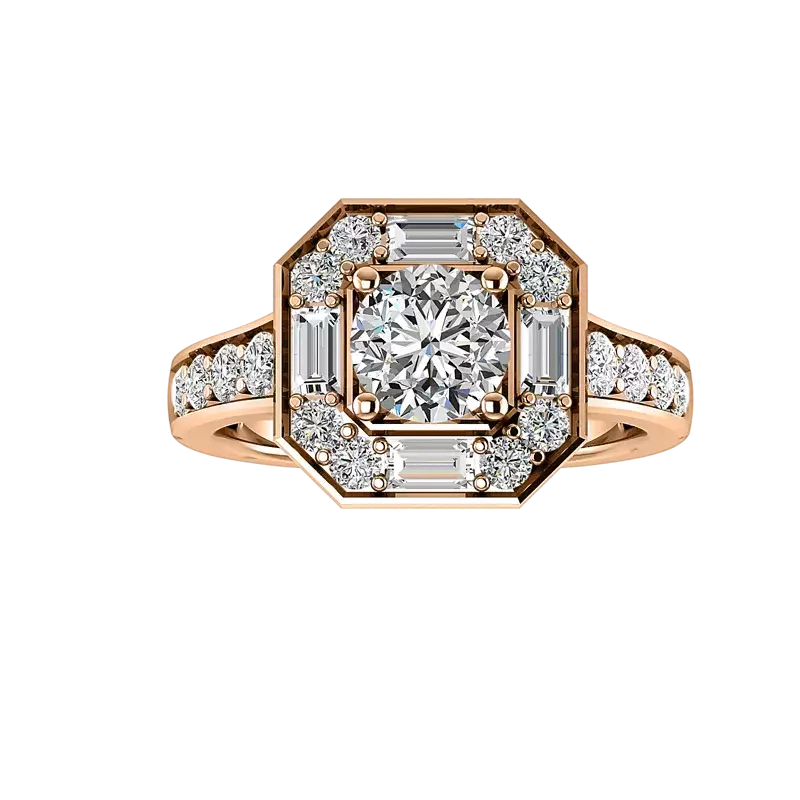 14K Rose Gold Fiona Halo Engagement Ring