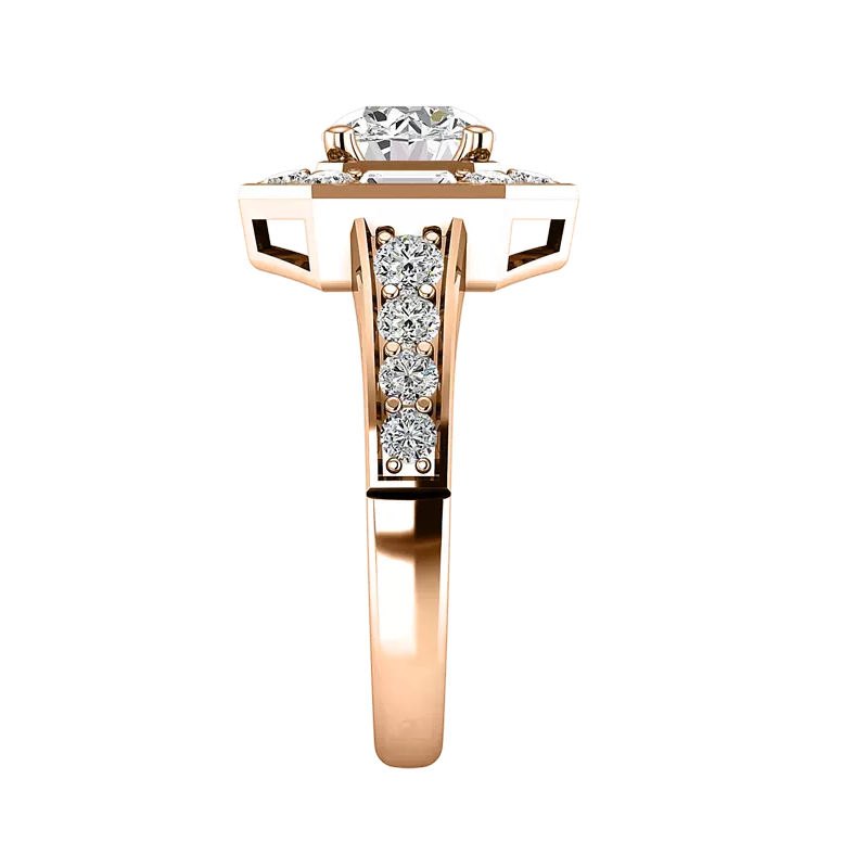 14K Rose Gold Fiona Halo Engagement Ring