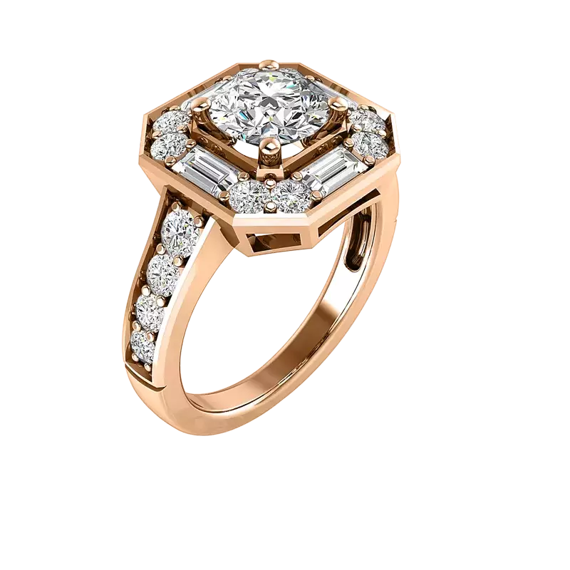 14K Rose Gold Fiona Halo Engagement Ring