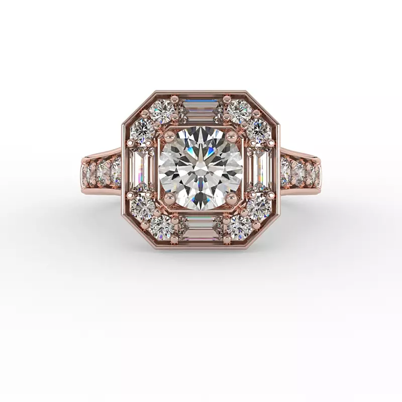 14K Rose Gold Fiona Halo Engagement Ring