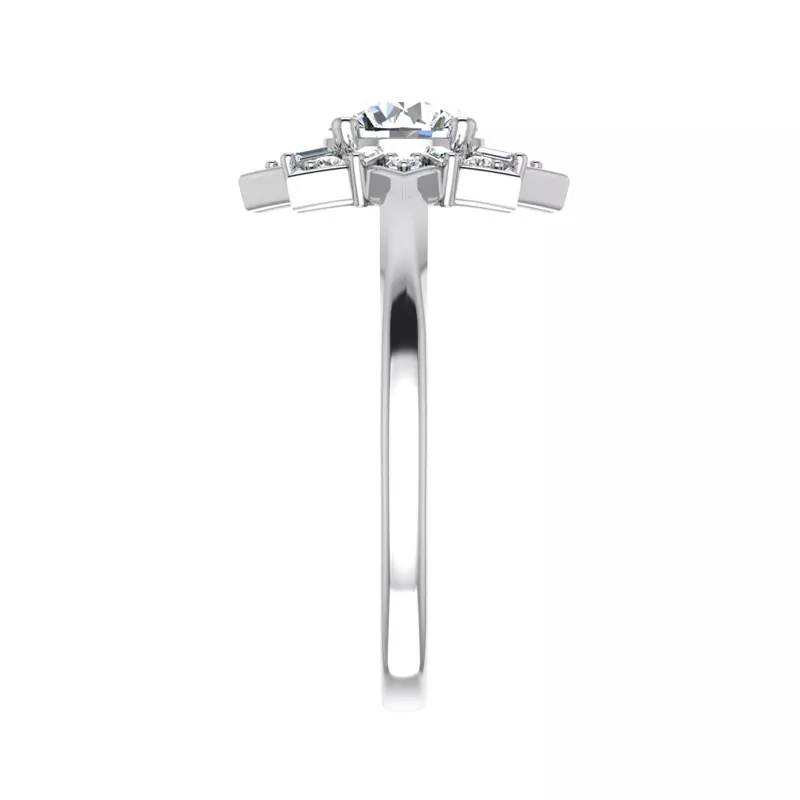 18K White Gold Journey Starburst Halo Engagement Ring