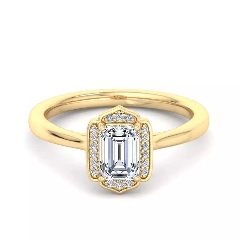 18K Yellow Gold Lennon Halo Engagement Ring