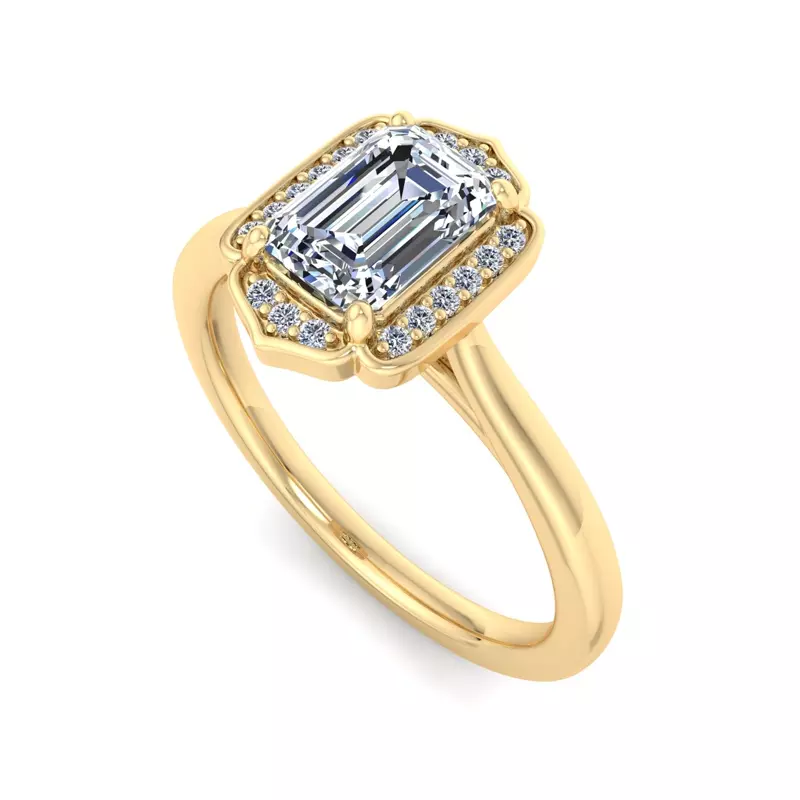 18K Yellow Gold Lennon Halo Engagement Ring
