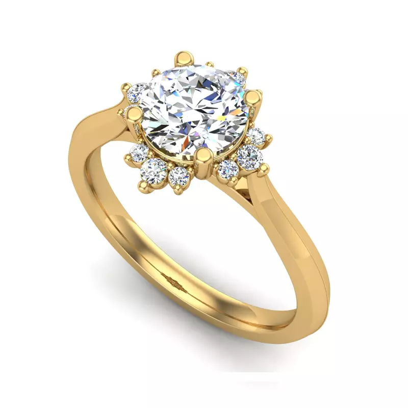 14K Yellow Gold Saylor Burst Halo Engagement Ring