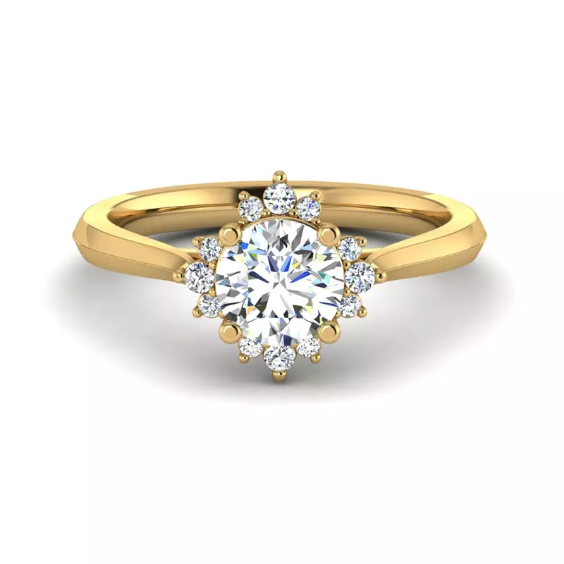 14K Yellow Gold Saylor Burst Halo Engagement Ring