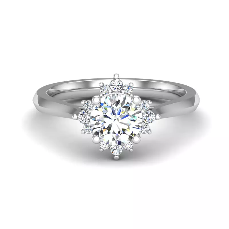 18K White Gold Saylor Burst Halo Engagement Ring