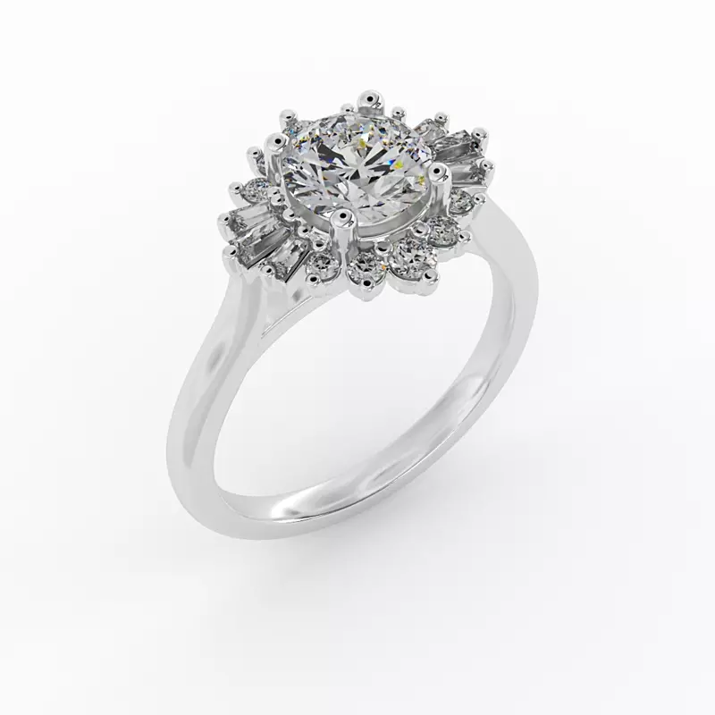 18K White Gold Jayla Ballerina Halo Engagement Ring