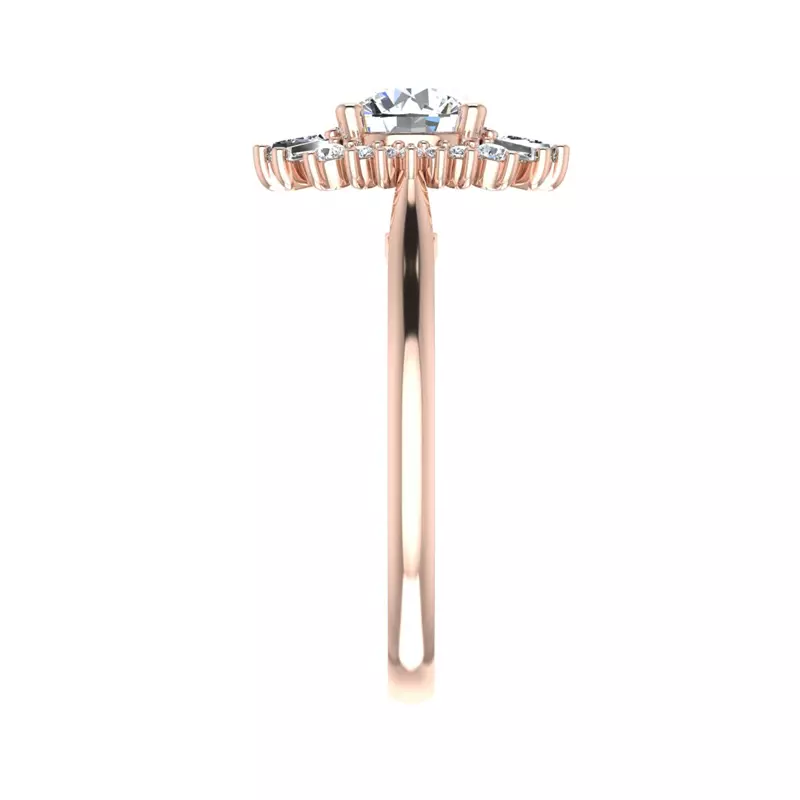 14K Rose Gold Kaia Ballerina Halo Engagement Ring