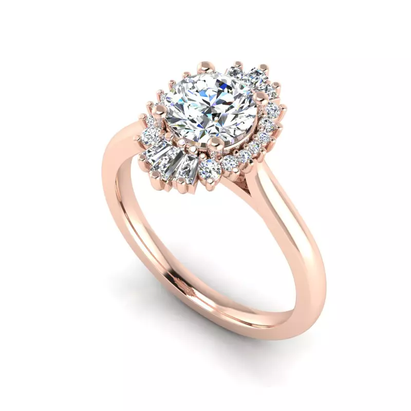 14K Rose Gold Kaia Ballerina Halo Engagement Ring