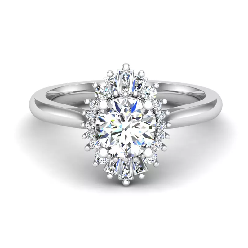 14K White Gold Kaia Ballerina Halo Engagement Ring