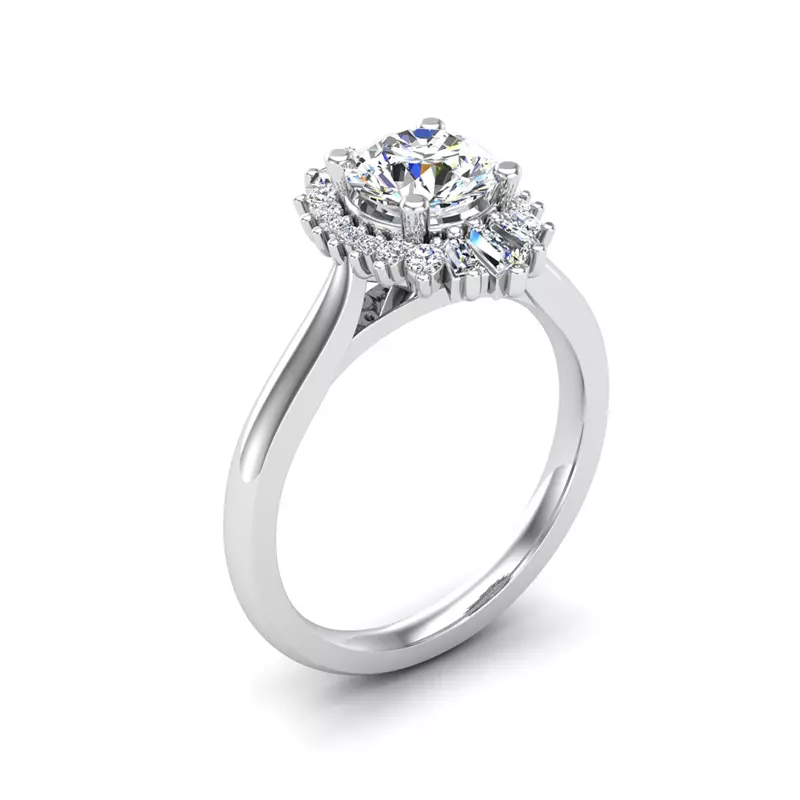 14K White Gold Kaia Ballerina Halo Engagement Ring
