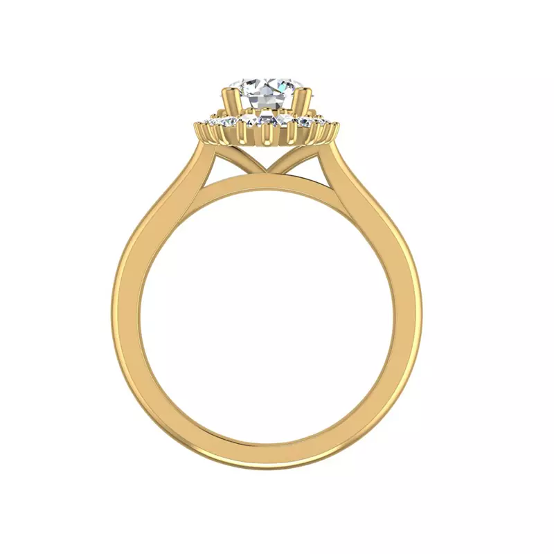 14K Yellow Gold Kaia Ballerina Halo Engagement Ring