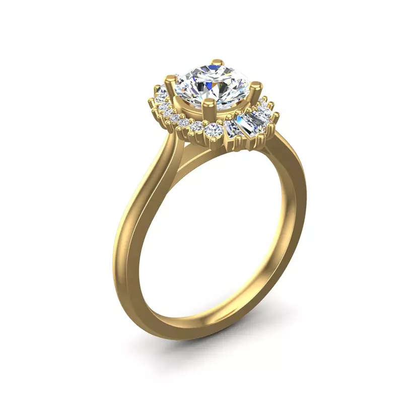 14K Yellow Gold Kaia Ballerina Halo Engagement Ring