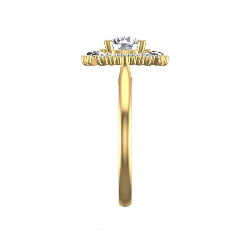 18K Yellow Gold Kaia Ballerina Halo Engagement Ring