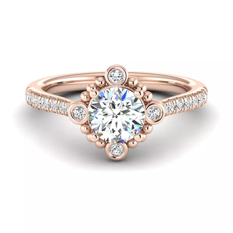 14K Rose Gold Thea Bubble Halo Engagement Ring