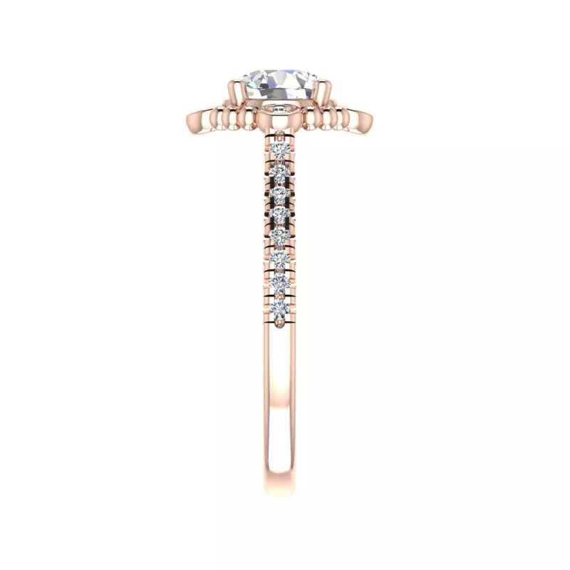 14K Rose Gold Thea Bubble Halo Engagement Ring