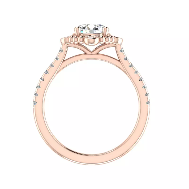 14K Rose Gold Thea Bubble Halo Engagement Ring