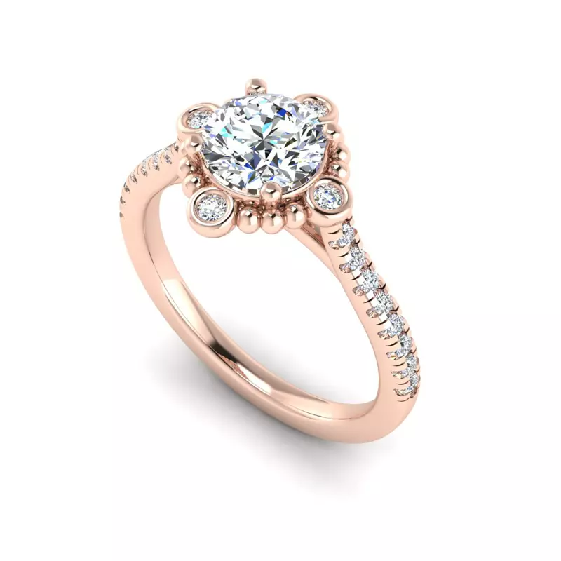 14K Rose Gold Thea Bubble Halo Engagement Ring