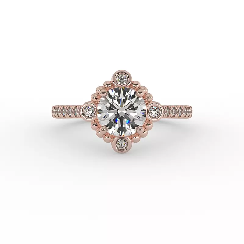 14K Rose Gold Thea Bubble Halo Engagement Ring