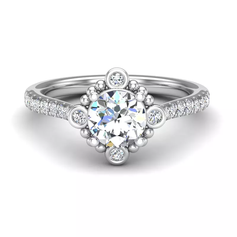 Platinum Thea Bubble Halo Engagement Ring