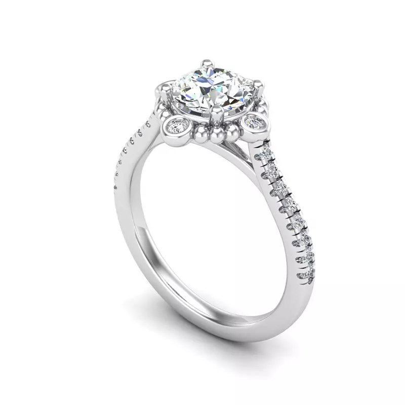 Platinum Thea Bubble Halo Engagement Ring