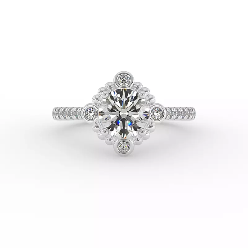 Platinum Thea Bubble Halo Engagement Ring