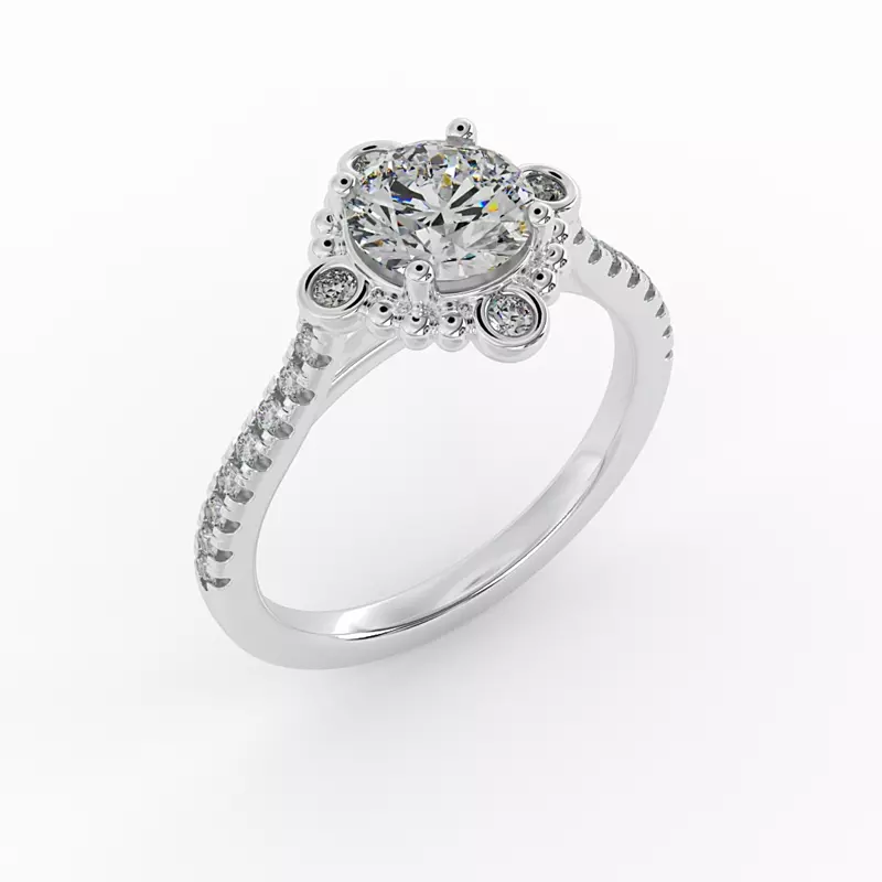 Platinum Thea Bubble Halo Engagement Ring