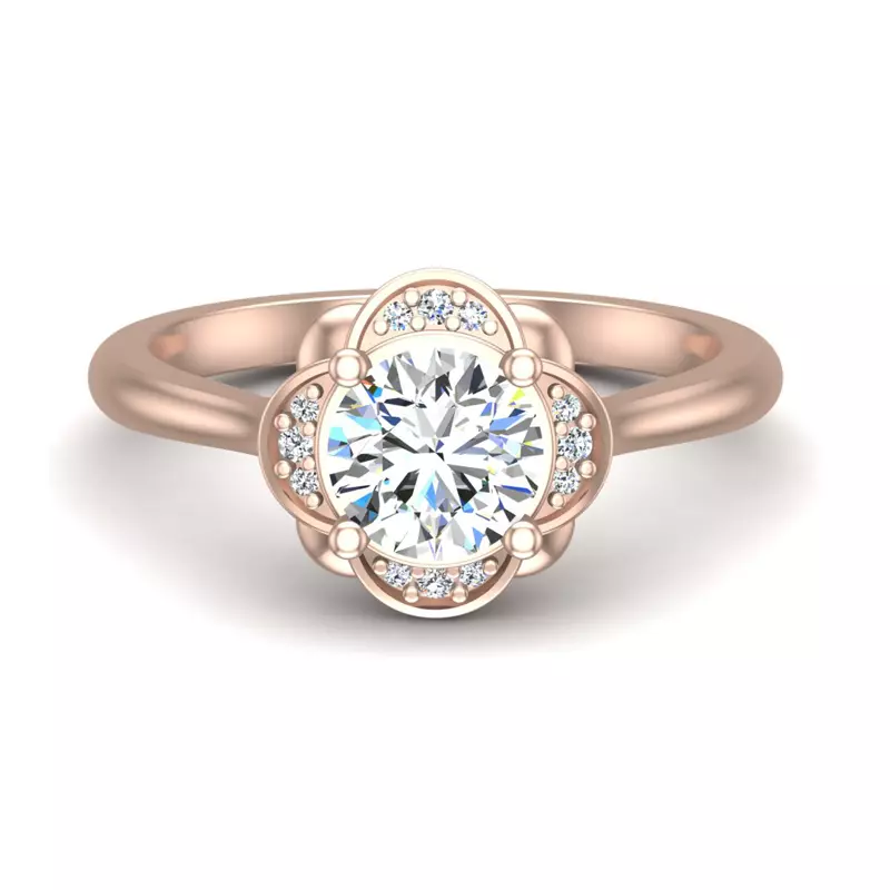 14K Rose Gold Mariah Halo Engagement Ring