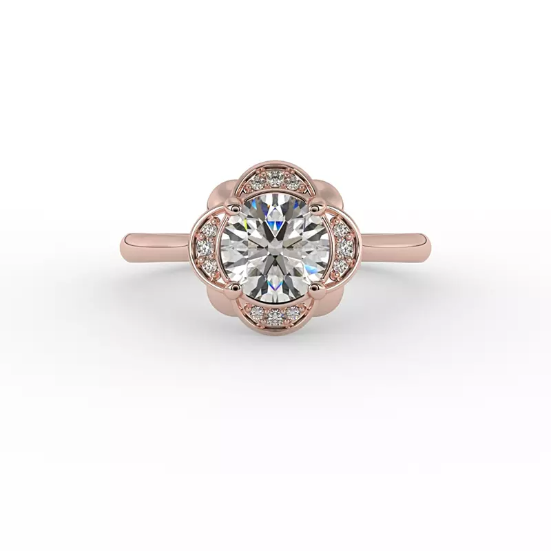 14K Rose Gold Mariah Halo Engagement Ring