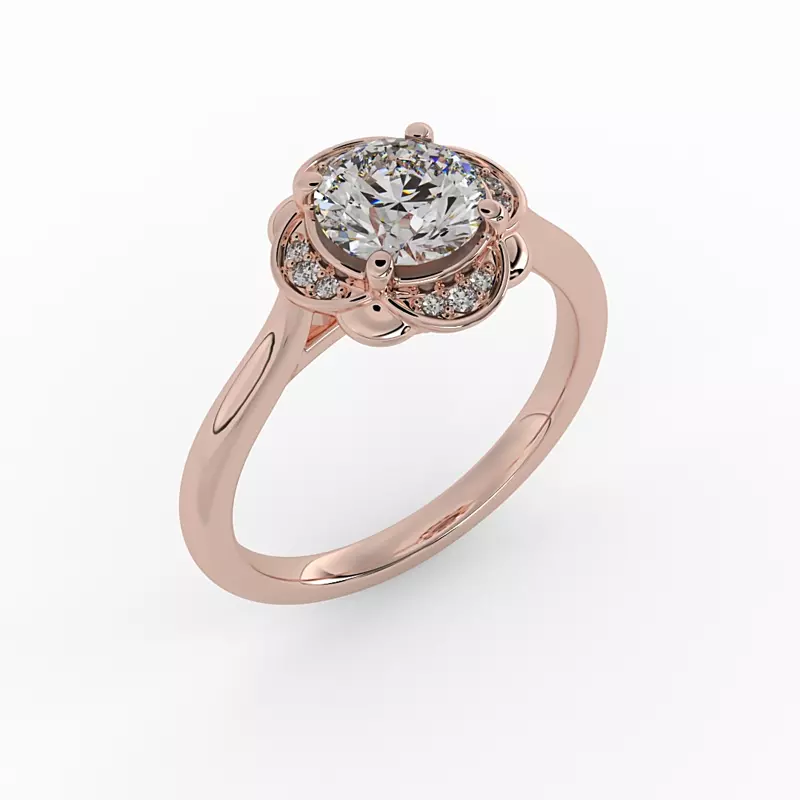 14K Rose Gold Mariah Halo Engagement Ring