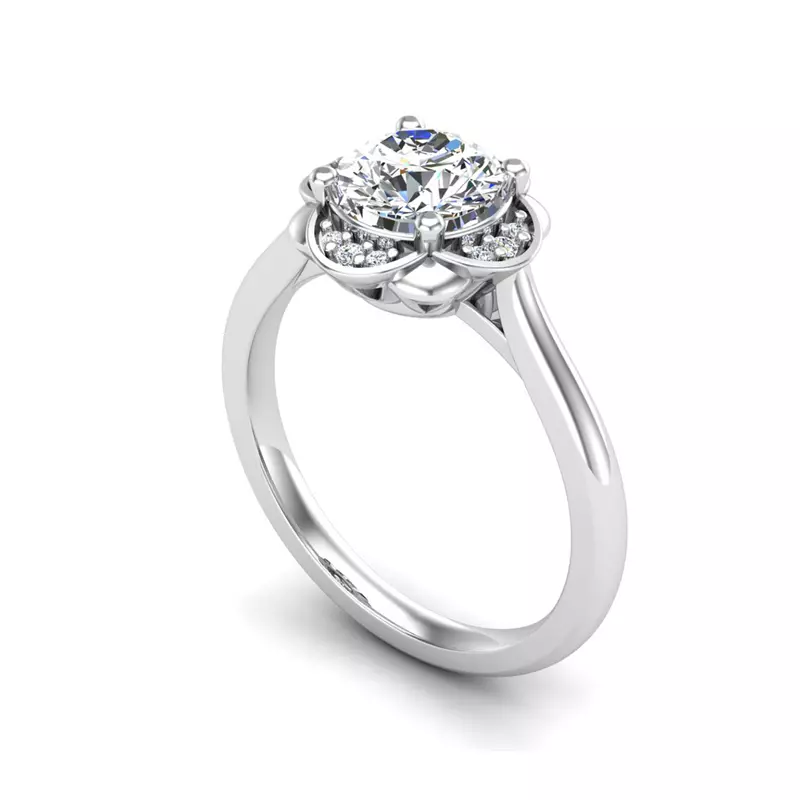 18K White Gold Mariah Halo Engagement Ring
