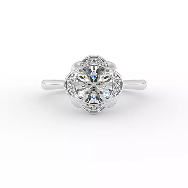 18K White Gold Mariah Halo Engagement Ring