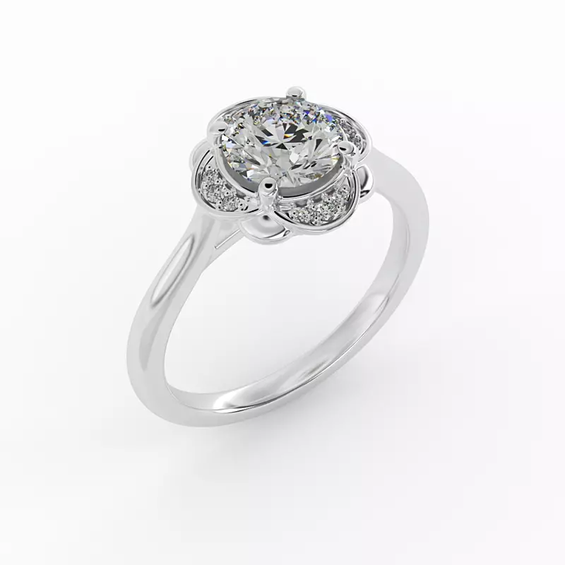 18K White Gold Mariah Halo Engagement Ring
