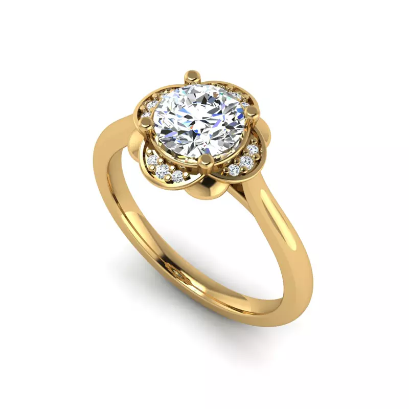 18K Yellow Gold Mariah Halo Engagement Ring