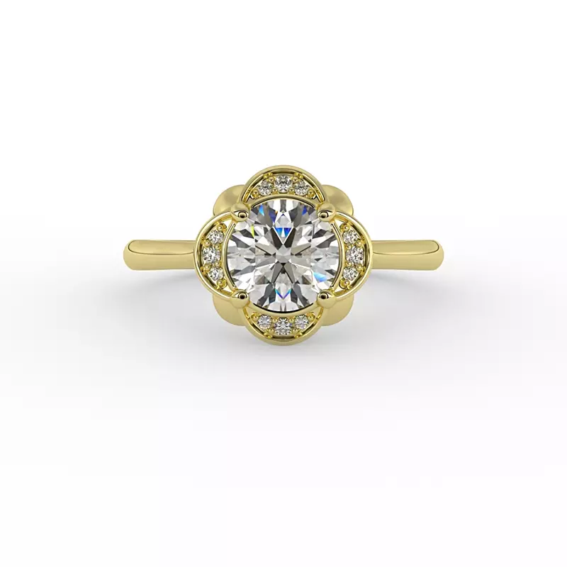 18K Yellow Gold Mariah Halo Engagement Ring