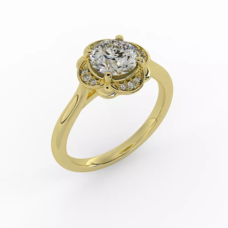 18K Yellow Gold Mariah Halo Engagement Ring