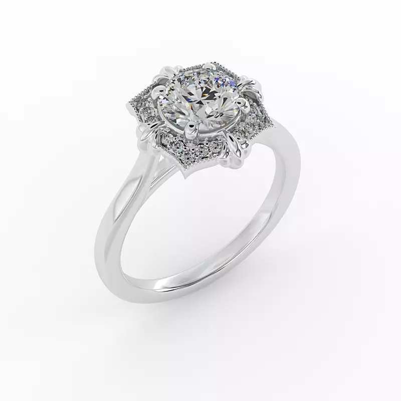 18K White Gold Kiara Halo Engagement Ring
