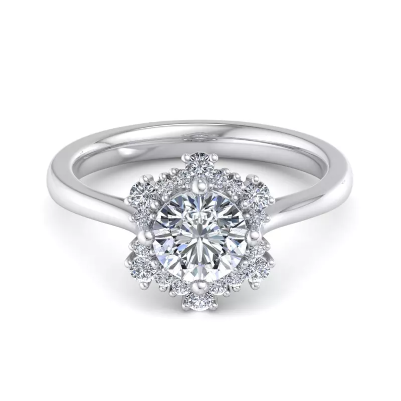 14K White Gold Stella Snowflake Halo Engagement Ring