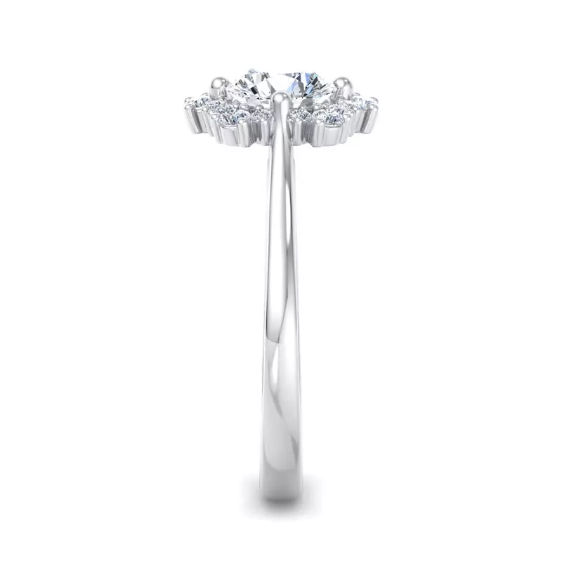 14K White Gold Stella Snowflake Halo Engagement Ring