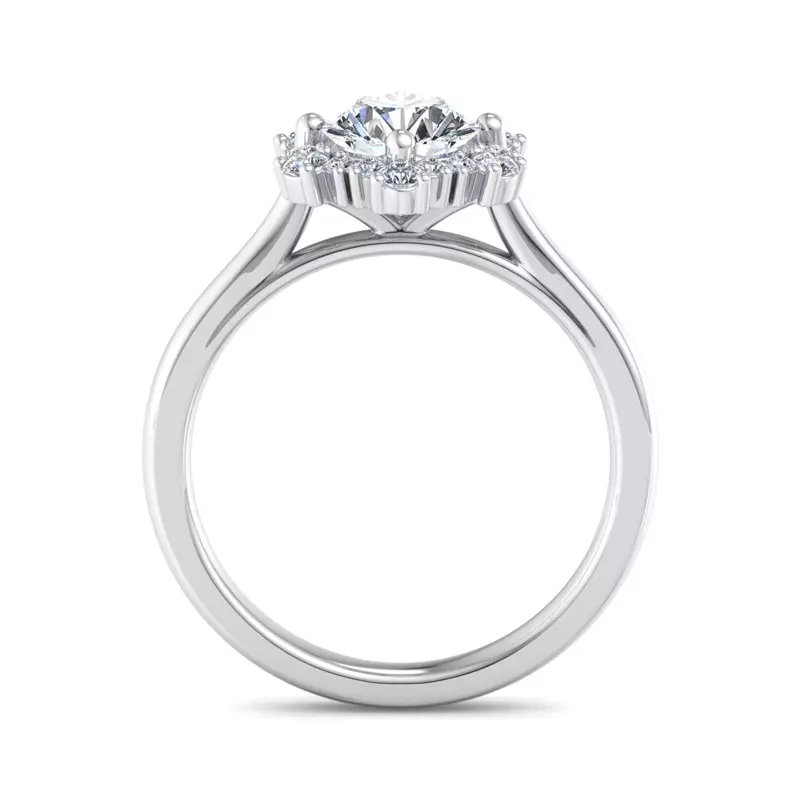 14K White Gold Stella Snowflake Halo Engagement Ring