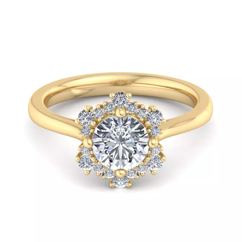 14K Yellow Gold Stella Snowflake Halo Engagement Ring