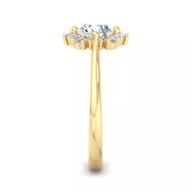 14K Yellow Gold Stella Snowflake Halo Engagement Ring